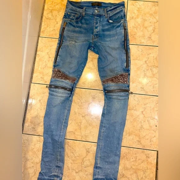 AMIRI Jeans Amiri Mx2 Distressed Brown Bandana Patch Poshmark